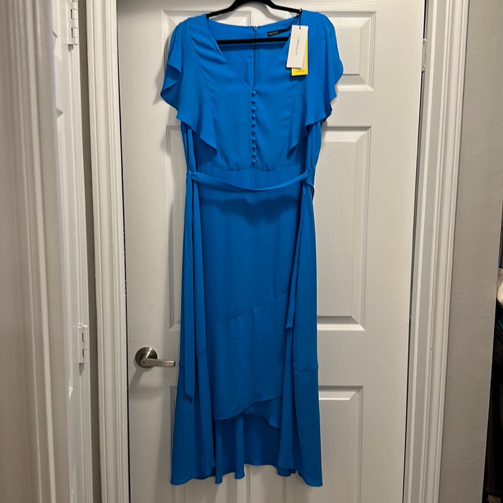 Karen Millen Blue flowy tie dress. NWT. US size 12 / UK size 16.